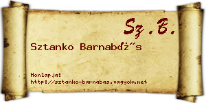 Sztanko Barnabás névjegykártya